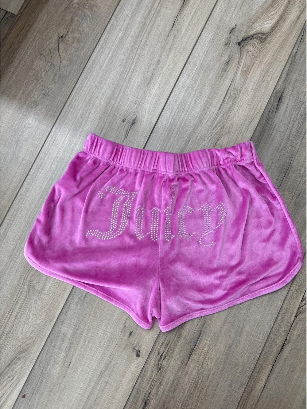Juicy Couture Pink Velour Sleepwear Shorts with Rhinestone Logo, Size M